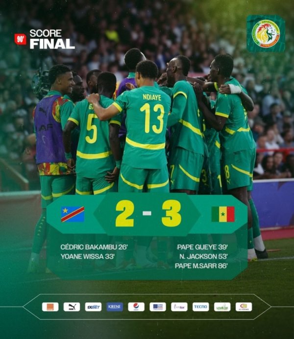 Non-Price - Senegal lets two-chase three-chase to reverse the democratic Congo, Jackson scores, Bakambu scores