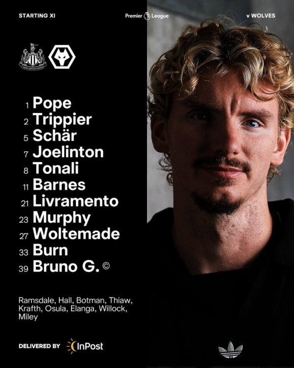 Walter Mad s debut! Newcastle vs Wolves starter: Tonali, Guimaraes, and Huang Xican starter