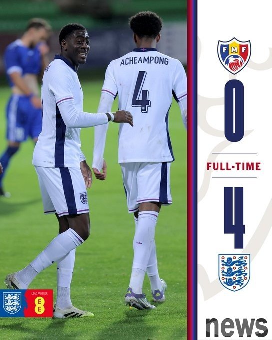 Nwaneri assisted twice and created points, Gittens and Lewis scored, and England U21 won a four-goal victory.